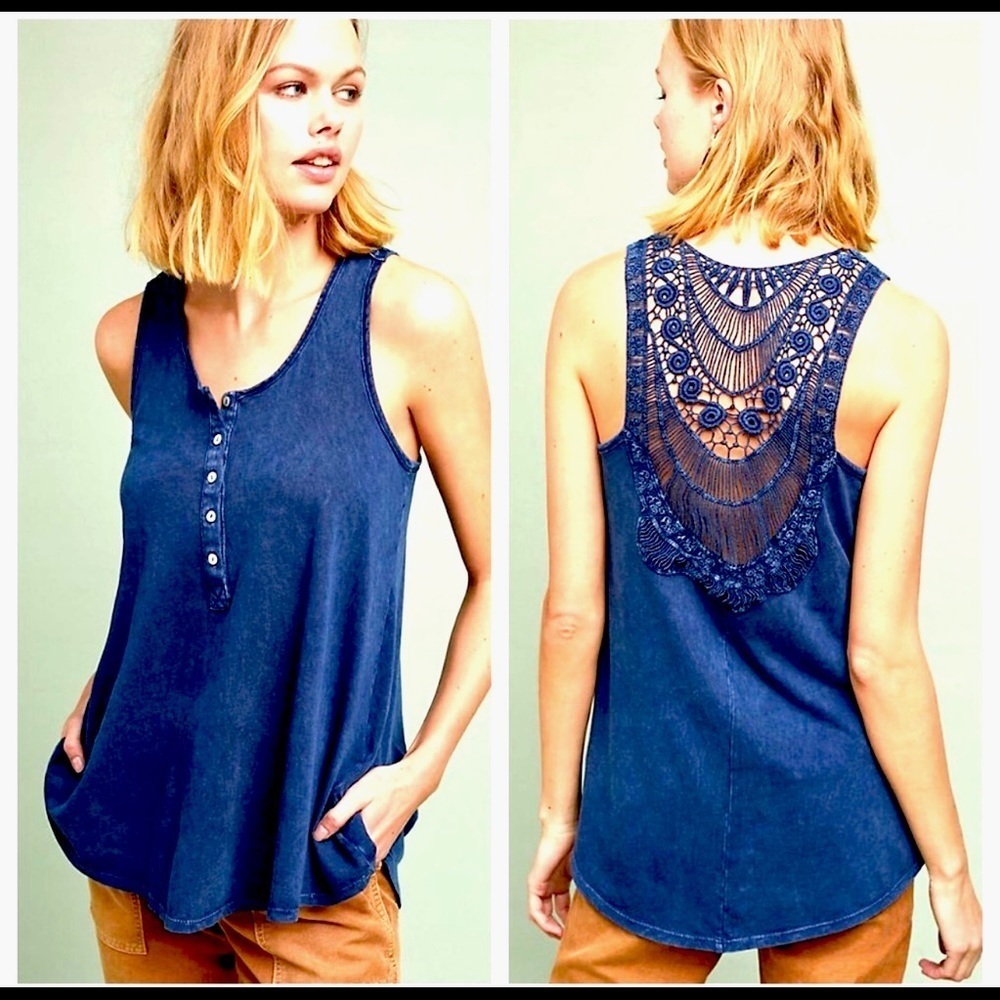 NWT Eri + Ali crochet racer back back tank - xs
